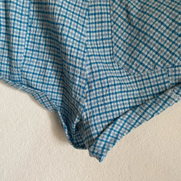 Free People Checked Out Plaid Micro Brief Style Retro Linen Blend Boho Shorts 4 - Picture 10 of 14
